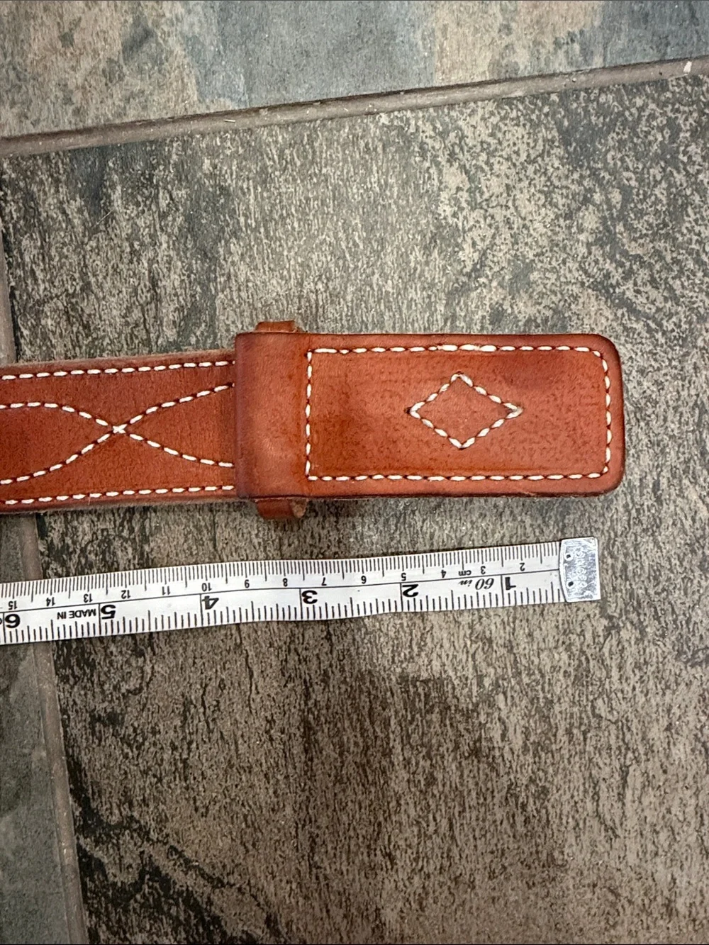 Brown Leather Men’s Adjustable Belt Strap with Contrast Stitching